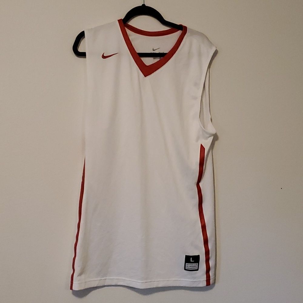NIKE Driv-FIT L white red trim